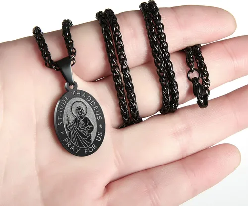 Miniatura 3 de RS Collar con medalla de San Miguel, Cristóbal, JudeBenedictoJoséAntonio, para hombres, 24 en regalos religiosos