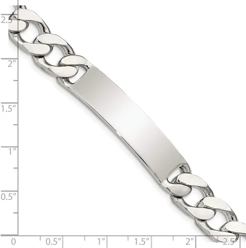 Miniatura 3 de Polished Engravable Personalized Custom 925 Sterling Silver Polished Curb Link ID Bracelet For Men or Women Length 85 inches Width 10 mm With