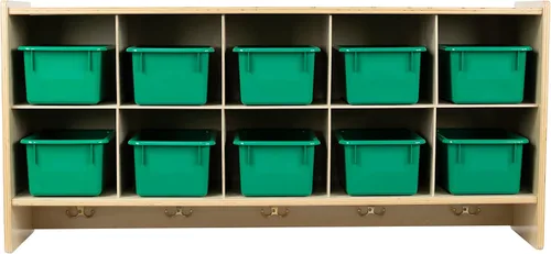Miniatura 18 de Cubos organizadores de almacenamiento, 10 cubos con ganchos para abrigos, estante colgante de pared para juguetes de niños, guardería, aula, 47 Sin