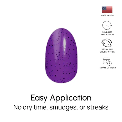 Miniatura 6 de Color Street Tiras de uñas Wild Grape – Brillantina índigo transparente brillante – Capa sobre otros tonos de acabado brillante – 16 tiras de doble