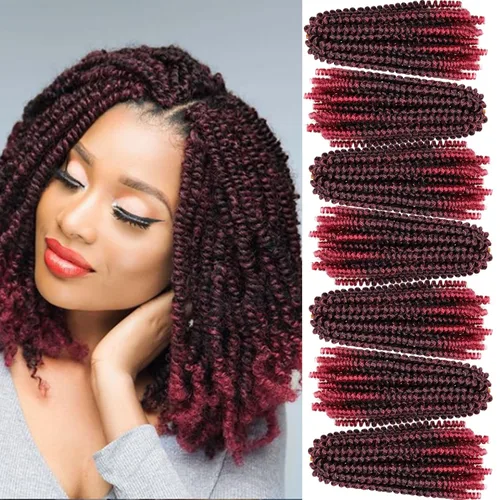 Miniatura 50 de Paquete de 2 cabello para trenzas en espiral de 8 pulgadas, cabello Spring Twist para rastas falsas, rastas de mariposa, cabello para trenzas, fibra