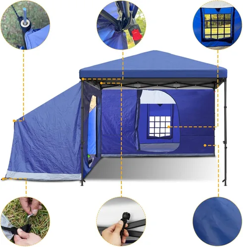 Miniatura 6 de KAMPKEEPER Side Tent,1/2 Person Camping Tent for 10' x 10' Pop Up Canopy, Easy Set Up Gazebo,Compatible with 10' Wide Canopy Tent 2-Azul marino