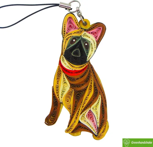 Miniatura 4 de Bulldog francés, decoración para el hogar, decoración navideña, adorno hecho a mano para amantes de los animales, adorno quilled, bolso, mochila