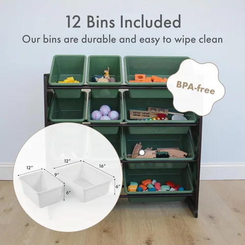 Miniatura 4 de Humble Crew Organizador de almacenamiento de juguetes para niños con 12 cubos de plástico, camuflado, contenedores extraíbles para sala