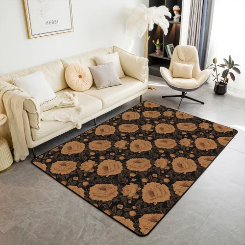 Miniatura 22 de jejeloiu Groovy Flower Area Rug 3x5 Retro Floral Boho Living Room Rugs for Bedroom 70S Hippie Groovy Flowers Bohemian Decor Carpet Psychedelic Beige