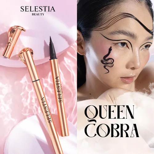 Miniatura 5 de SELESTIA BEAUTY Lápiz delineador líquido negro Queen Cobra – Larga duración – Secado rápido, sin descamación – Aplicador fino y color intenso