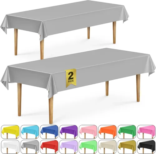 Miniatura 62 de DecorRack 2 Manteles rectangulares de plástico libres de BPA, 54 x 108 pulgadas, mantel de mesa para comedor, mantel rectangular para fiestas