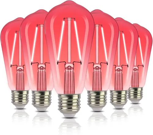 Miniatura 8 de ALAMPEVER ST19/ST58 Bombillas LED Edison verdes, bombillas decorativas, 2 W (equivalente a 25 W), base E26, 40 lúmenes, no regulables, paquete de 6