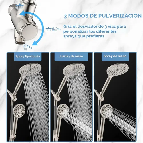 Miniatura 5 de MakeFit Combo de cabezal de ducha de lluvia con doble filtro, cabezal de ducha de mano de alta presión con barra ajustable, cabezal de ducha