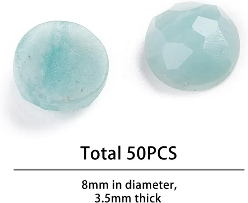 Miniatura 2 de 50 unidades de piedra de chakra de cuarzo facetado de 0.315 in de Amazonita natural, cabujones de chakras de cúpula media redonda, cristales