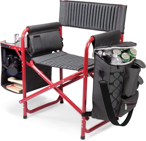 Picnic Time Fusion – Silla plegable, Gris/Rojo Gris oscuro con detalles rojos