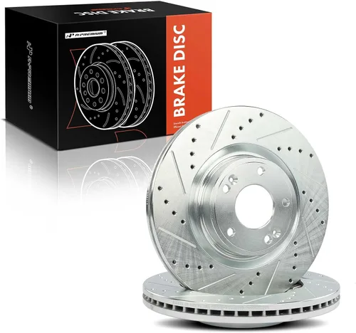 Miniatura 8 de A-Premium Rotores de freno de disco delanteros perforados y ranurados de 12.6 pulgadas (12.598 in) compatibles con los modelos Hyundai Genesis Coupe