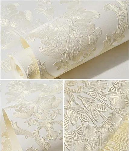 Miniatura 2 de TAOGIFT Papel pintado victoriano de damasco en relieve para despegar y pegar, mural para pared, para dormitorio, baño, sala de estar, decoración