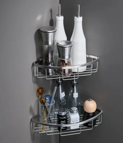 Organizador esquinero para ducha, SUS304 de acero inoxidable resistente a la oxidación, estante de almacenamiento montado en la pared para baño y