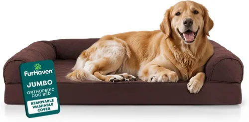Miniatura 12 de Furhaven Cama ortopédica de espuma para perros, de pelo sintético y terciopelo, con diseño de caja de huevos, color salvia oscura, talla M Dark Sage
