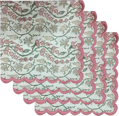Miniatura 27 de Ridhi Juego de 4 servilletas bordadas reutilizables de algodón para bodas, fiestas, regalo diario para primavera, Pascua, San Valentín