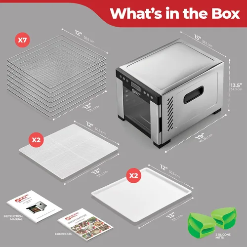 Miniatura 6 de Magic Mill Pro - Máquina deshidratadora de alimentos 7 bandejas XL de acero inoxidable Secador para charqui, bocadillos para perros, hierbas