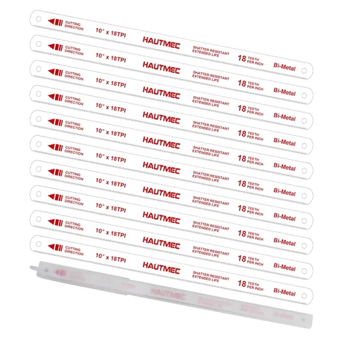 Miniatura 11 de HAUTMEC Juego de hojas de sierra para metales de 10" 18, 24 y 32 TPI – Juego de 12 hojas de repuesto bimetálicas con dientes de acero de alta