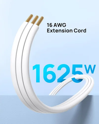 Miniatura 6 de TROND - Tira de alimentación de enchufe plano con cable de extensión plano USB de 10 pies, protector de sobretensión, montaje en pared, 2 puertos