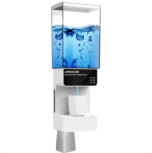 Miniatura 8 de UMICKOO Dispensador automático de enjuague bucal para baño, 23.67 onzas, dispensador de enjuague bucal montado en la pared con tazas magnéticas