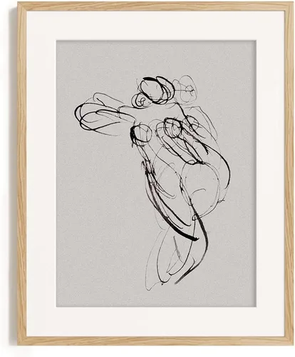 Miniatura 4 de Póster abstracto con impresión de retrato minimalista para mujer, dibujo de líneas, grabado gris rústico, arte de pared con grabado de granja