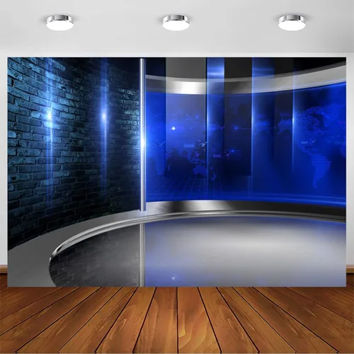 Miniatura 2 de Fondo de estudio de 5 x 3 pies para videoconferencia, pantalla de transmisión de noticias, entrevista, programa de previsión meteorológica, fondo