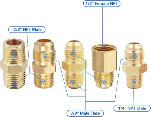 Miniatura 3 de Extensión de manguera de propano trenzada de 10 pies, a prueba de fugas, accesorios hembra de 3/8 pulgadas en ambos extremos, kit de adaptador 5