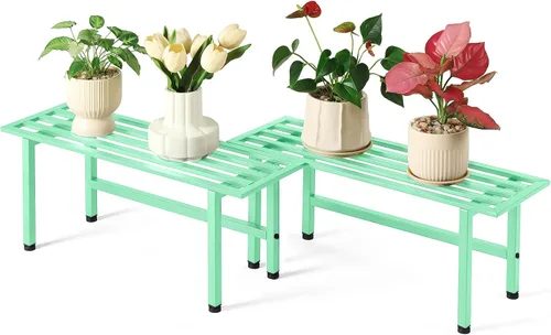 Miniatura 13 de Dipion Paquete de 2 soportes de metal para plantas al aire libre, estantes para plantas de interior, 1 nivel resistentes para múltiples plantas, 26