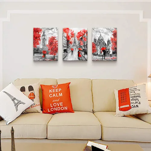 Miniatura 7 de Pinturas abstractas geométricas para pared, diseño de montañas a la luz del día, para decoración de sala de estar, dormitorio, 12 x 16 pulgadas, 3