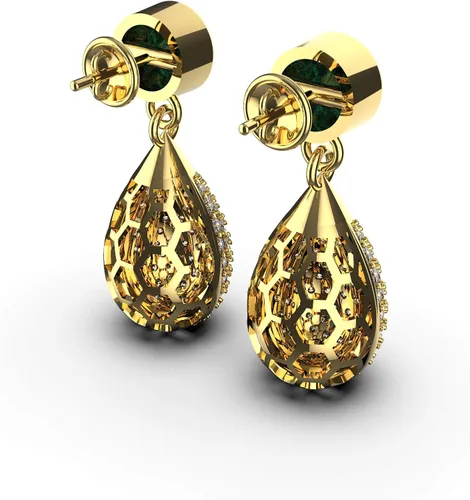 Miniatura 5 de Pendientes redondos de esmeralda y diamantes en oro de 14 quilatesdía de San Valentín