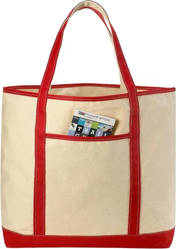 Bolsa de mano lona para playa, colores surtidos, de 22" x 16". Bolsas de mano de lona de algodón de alta resistencia, con correas para el hombro,