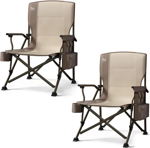 Miniatura 15 de TIMBER RIDGE Silla de camping plegable de gran tamaño, respaldo alto, resistente para adultos, soporta hasta 500 libras con soporte para tazas