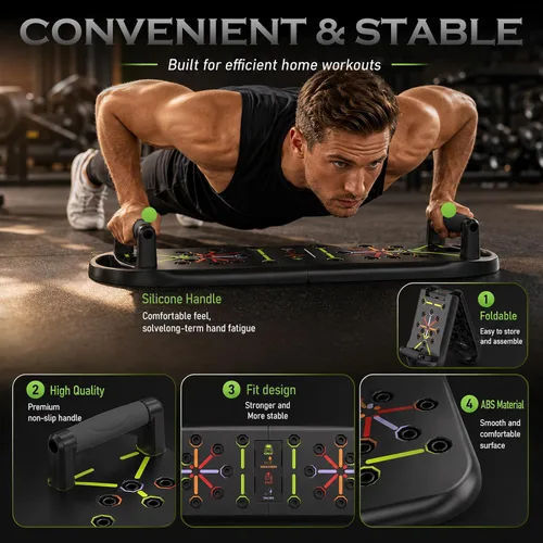 Miniatura 4 de JLoibao Push Up Board Fitness, Portable Pushup Board for Men, Foldable Push up Bar, Workout Home Gym Equipment, 20 in 1 Exercise Pushup Handles for