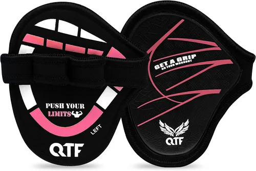 Miniatura 12 de QTF Puños de elevación para levantamiento de pesas, guantes de goma para gimnasio, protector de palma de gimnasio, almohadillas de agarre