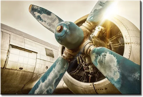 Lienzo de hélice de avión, arte de pared para decoración de habitación de niños, póster vintage de aviones de 12 x 16 pulgadas, pintura retro de