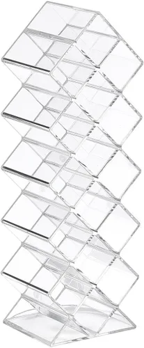 Miniatura 2 de WECHENG Organizador de lápiz labial acrílico de plástico transparente, soporte para lápiz labial, apilable en 16 espacios, soporte para brillo
