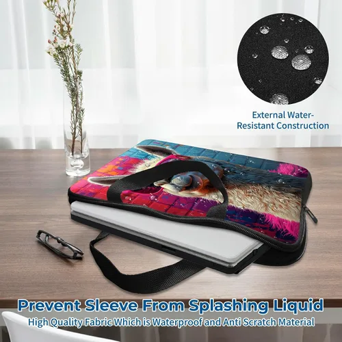 Miniatura 6 de Funda para laptop con asa de 10 pulgadas, impermeable, diseño de lentes de sol de alpaca, funda para computadora compatible con MacBook Air, Pro