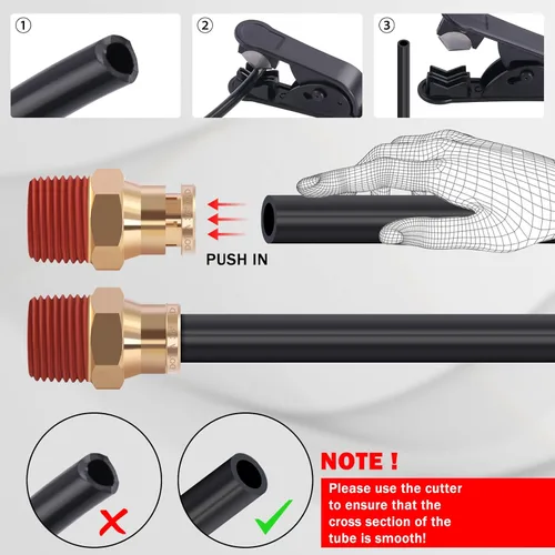 Miniatura 8 de CheeMuii 50 pies 3/8 Tubo Neumático 3/8" PA12 Nylon DOT Línea de Aire SAE J844 Manguera de Aire DOT 15.3 Metros 3/8 Pulgadas OD Tubo de Aire Negro