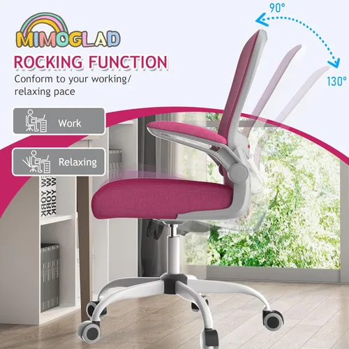 Miniatura 4 de Mimoglad Silla de oficina ergonómica de malla con respaldo alto, soporte lumbar ajustable, cojín de asiento grueso (moderno, rosa Barbie)