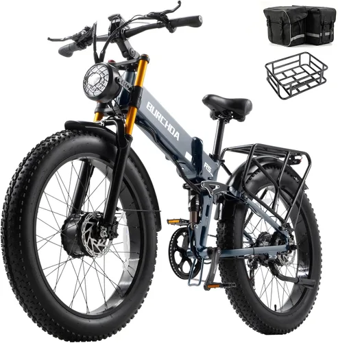 Miniatura 17 de 2026 AWD Electric Bike for Adults Dual Motor 5000W/3000W/1500W Peak 40MPH/30MPH Fast Ebike, Up to 65 /90 /160 Miles Long Range, 26" Full Suspension
