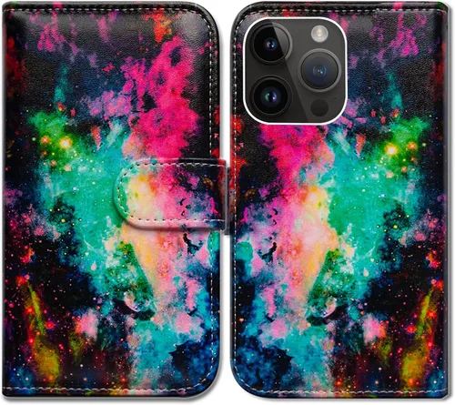 Miniatura 16 de Bcov Funda para iPhone 15 Pro Max, funda de piel con tapa y soporte para tarjeta y soporte para iPhone 15 Pro Max