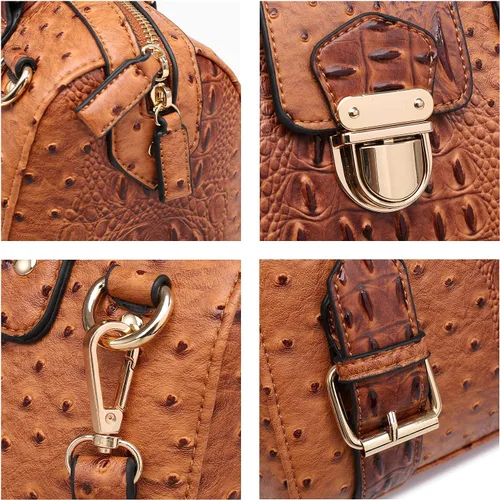 Miniatura 6 de Dasein - Bolso de mano para mujer, diseño de barril, cuero vegano, bolso de hombro, con asa superior, a la moda, bolso de trabajo