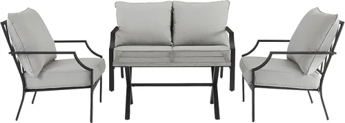 Miniatura 2 de Crosley Furniture Otto - Juego de muebles de patio de 4 piezas Chevron para exteriores, juegos de conversación para porche, negro mate con cojines