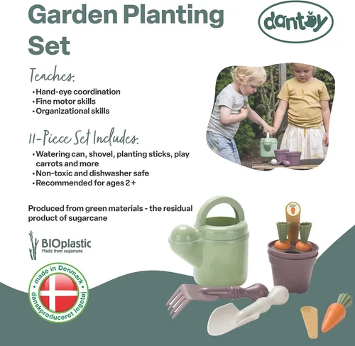 Miniatura 2 de Dantoy: Green Garden - Juego de plantación - 11 piezas, juego de jardinería y comida de simulación, juguetes de herramientas realistas, plástico