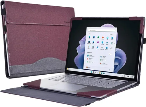 Funda para Surface Laptop de 6/5/4/3/2/1 15 pulgadas especial, funda desmontable de piel sintética premium para portátil (15 pulgadas, rojo vino)