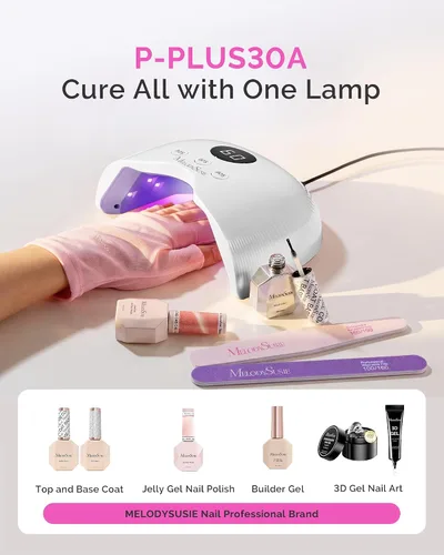 Miniatura 7 de MelodySusie Lámpara de uñas LED compacta con guantes UV, secadora de uñas P-PLUS30A con sensor inteligente que cura todos los geles, especialmente