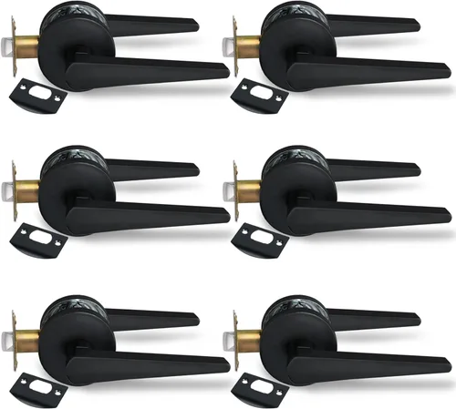 Miniatura 25 de MD8820-DB-BK-1P - Manija de puerta de privacidad sólida para dormitorio y baño, acabado negro mate