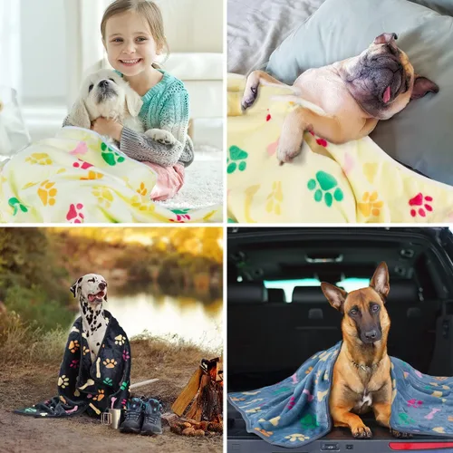 Miniatura 7 de Dono 1 paquete de 3 mantas para perros, manta de forro polar suave y esponjosa para mascotas, tapete cálido para dormir, diseño de huellas
