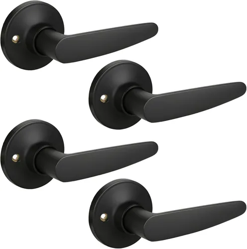Miniatura 31 de KNOBWELL Paquete de 10 manijas modernas para puerta interior color negro mate, pomo de puerta de armario con palancas rectas (sin bloqueo)