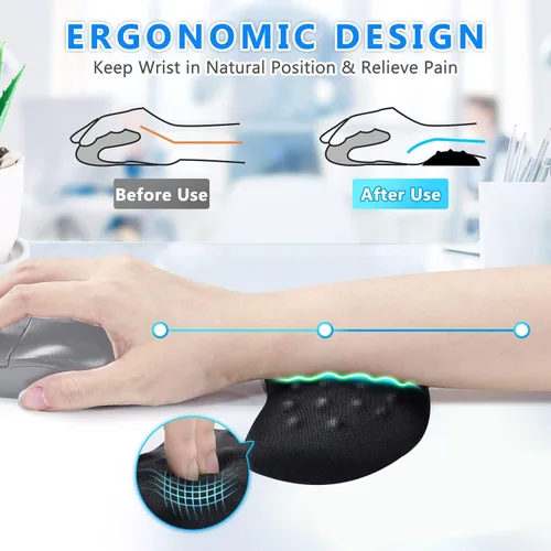 Miniatura 5 de Gimars Reposamuñecas para mouse, soporte de muñeca Pop It Fidget para aliviar la presión del mouse, almohadilla ergonómica de espuma viscoelástica